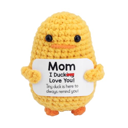 TOYMIS Geburtstagsgeschenk, Ich Liebe Dich Mama Lustige Positive Ente Inspirierende Gestrickte Handgefertigt Puppe für Weihnachts- Geburtstags- Deck Dekoration Kleine Weihnachtsstrumpffüller von TOYMIS
