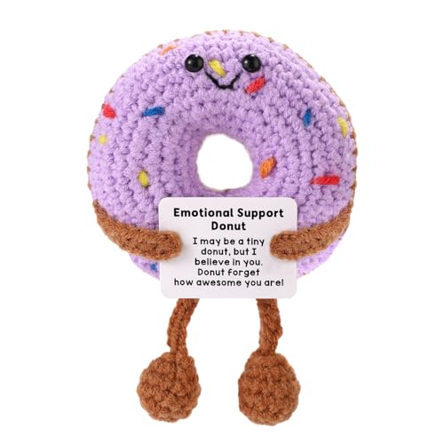 TOYMIS Gehäkelter Donut, Süße Lila Lange Beine Positive Donut Puppe mit Inspirierender Karte Handgemachte Positive Affirmation Gehäkeltes Spielzeug Geschenk für Frauen Männer TOYMIS Gehäkelter Donut, Süße Lila Lange Beine Positive Donut Puppe mit Inspirierender Karte Handgemachte Positive Affirmation Gehäkeltes Spielzeug Geschenk für Frauen Männer von TOYMIS
