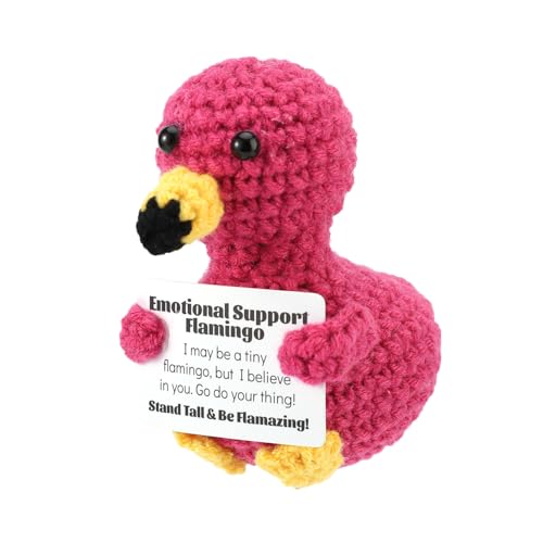 TOYMIS Gehäkelter Flamingo, Süßer Emotionaler Flamingo Kreative Positive Puppe Gehäkelt Sommerparty-Zubehör Positives Geschenk für Freunde Familien Weihnachts und Geburtstagsparty (Rosenrot) von TOYMIS