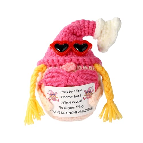 TOYMIS Gehäkelter Wichtel, Handgemachter Gestrickter Positiver Unterstützungswichtel mit Ermutigungskarte Entzückende Inspirierende Positive Puppe für Freunde Familie Kollegen von TOYMIS