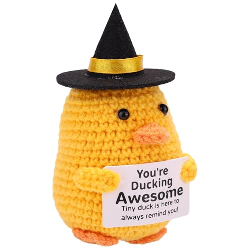 TOYMIS Gelbe Ente Häkeln, Süße Glücks Gestrickte Ente mit Hexenhut für Geburtstage Halloween Party Dekoration oder Als Positive Kopf Hoch Puppengeschenk TOYMIS Gelbe Ente Häkeln, Süße Glücks Gestrickte Ente mit Hexenhut für Geburtstage Halloween Party Dekoration oder Als Positive Kopf Hoch Puppengeschenk von TOYMIS