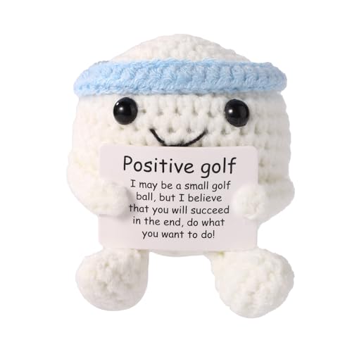 TOYMIS Golfball Gehäkelt, Mini Lustiges Süßes Gestricktes Golfball Spielzeug Positive Life Puppe mit Ermutigungskarte für Sportliebhaber Geschenk zur Emotionalen Unterstützung von TOYMIS