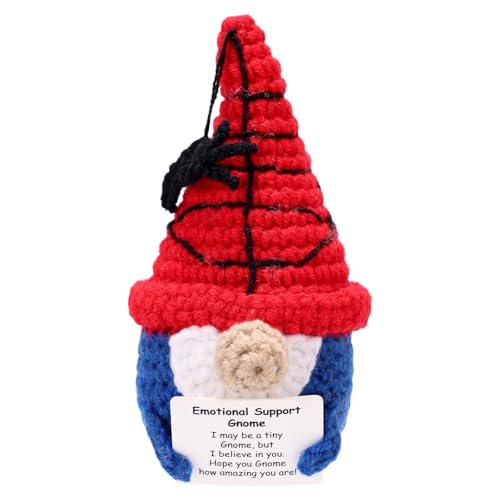 TOYMIS Inspirierender Häkelzwerg, Halloween Strickpuppe mit Spinnennetzmuster Mini Zwerg Dekoration für Frauen Männer Freunde Kollegen von TOYMIS