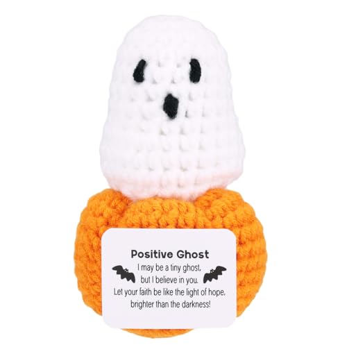 TOYMIS Mini Positive Ghost, Süßer Häkelgeist und Kürbis Lustige Gestrickte Positive Puppe für Home Office Auto Desktop Dekoration Freundschaftsgeschenk TOYMIS Mini Positive Ghost, Süßer Häkelgeist und Kürbis Lustige Gestrickte Positive Puppe für Home Office Auto Desktop Dekoration Freundschaftsgeschenk von TOYMIS