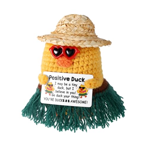 TOYMIS Positiv Ente, Emotionale Unterstützung Gehäkelte Ente mit Positiver Botschaftskarte Sonnenbrille Grasrock für Inspirierendes Geschenk Sommerdekoration zum Hause Geschenk zum Schulanfang TOYMIS Positiv Ente, Emotionale Unterstützung Gehäkelte Ente mit Positiver Botschaftskarte Sonnenbrille Grasrock für Inspirierendes Geschenk Sommerdekoration zum Hause Geschenk zum Schulanfang von TOYMIS