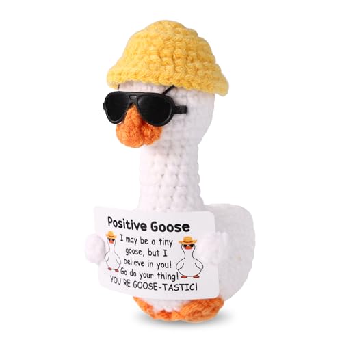 TOYMIS Positiv Gans, 9cm Große Handgefertigte Puppe zur Positiven Unterstützung Trägt Einen Strohhut und Eine Sonnenbrille Lustige Häkelgans Hält Eine Ermutigungskarte Dekoration des Geschenks TOYMIS Positiv Gans, 9cm Große Handgefertigte Puppe zur Positiven Unterstützung Trägt Einen Strohhut und Eine Sonnenbrille Lustige Häkelgans Hält Eine Ermutigungskarte Dekoration des Geschenks von TOYMIS