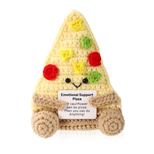 TOYMIS Positiv Pizza, Emotionalen Unterstützung Häkeln Pizza Positiv Essen Häkeln für Inspirierendes Geschenk Zuhause Das Büro den Schulabschluss Festliches Geschenk(Khaki) von TOYMIS