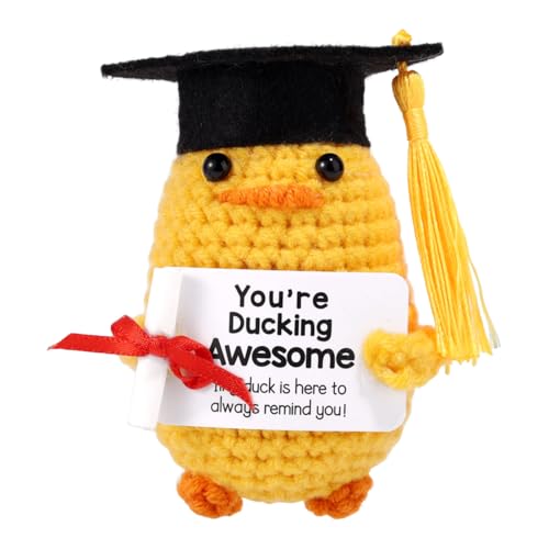 TOYMIS Positive Abschluss Ente Gehäkelt, Emotionale Unterstützung Häkeltier mit Abschlussmütze und Zertifikat You're Ducking Awesome als Ermutigendes Abschlussgeschenk Erinnerungsfoto Requisiten TOYMIS Positive Abschluss Ente Gehäkelt, Emotionale Unterstützung Häkeltier mit Abschlussmütze und Zertifikat You're Ducking Awesome als Ermutigendes Abschlussgeschenk Erinnerungsfoto Requisiten von TOYMIS