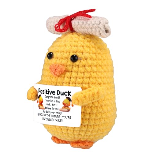 TOYMIS Positive Ente Abschluss mit Inspirierender Karte, 8cm Handgestrickt Emotional Häkelente Unterstützungspuppe Positive Häkeltiere für Absolventen Freunde Kollegen Zuhause Büro Dekoration TOYMIS Positive Ente Abschluss mit Inspirierender Karte, 8cm Handgestrickt Emotional Häkelente Unterstützungspuppe Positive Häkeltiere für Absolventen Freunde Kollegen Zuhause Büro Dekoration von TOYMIS