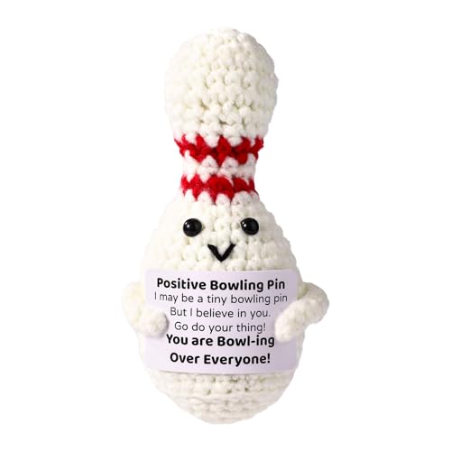 TOYMIS Positive Gehäkelte Bowlingkugel, Süße Emotionale Plüschpuppe Kreative Ausgestopfte Bowlingkugel mit Aufmunternder Karte Lustige Positive Geschenke für Freunde Der Familie von TOYMIS