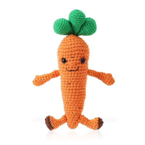 TOYMIS Positive Gestrickte Karotte, 26 cm Groß Lustige Emotionale Gehäkelte Karotte Große Lustige Strickpuppe Inspirierende Schreibtischdekoration für Frauen Oster von TOYMIS