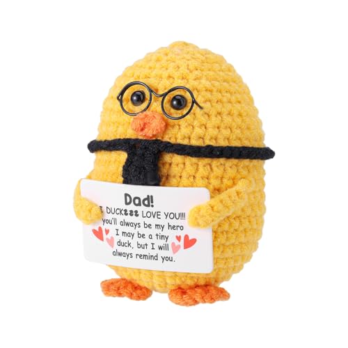 TOYMIS Positive Häkelente, 8cm Krawatte und Brille Thema Emotional Gestrickte Ente Unterstützungspuppe mit Inspirierender Karte Geschenke zum Vatertag TOYMIS Positive Häkelente, 8cm Krawatte und Brille Thema Emotional Gestrickte Ente Unterstützungspuppe mit Inspirierender Karte Geschenke zum Vatertag von TOYMIS