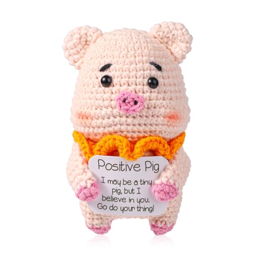 TOYMIS Positive Schweinchen, Gehäkeltes Schwein Positive Strickpuppe Gestrickte Schweinchen Emotionale Unterstützung Häkeln für Inspirierende Geschenke Party-Dekoration von TOYMIS