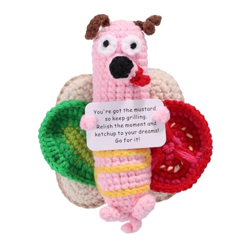 TOYMIS Positive Wurst, 13,5 x 10,5 cm Gehäkelte Lustige Stützwurst-Plüschtiere Stütz-Strickpuppen Plüschtiere Gestricktes Wiener Brot für Büro-Party-Dekorationen von TOYMIS