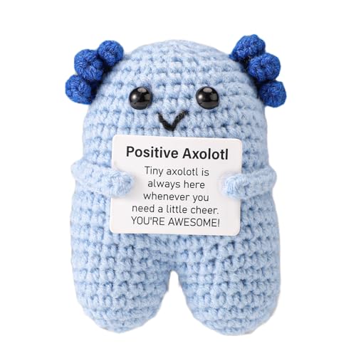 TOYMIS Positiver Axolotl, Emotionalen Unterstützung Puppe Süßer Stehender Axolotl-Häkel für Aufheiterndes Geschenk Zuhause Büro Dekoration Mutter Abschlussfeier Festliches Geschenk(Blau) von TOYMIS