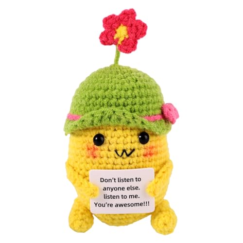 TOYMIS Positiver Häkel-Dinosaurier, 13,5 cm Mini-Lustiger Positiver Dinosaurier mit Inspirierender Karte Kartoffelspielzeug Geschenke zur Emotionalen Unterstützung für Party Geburtstagsdekoration von TOYMIS