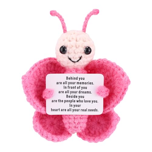 TOYMIS Positiver Schmetterling, 8 cm Positive Schmetterlings-Häkelpuppe mit Einer Inspirierenden Karte Ist EIN Motivierendes Geschenk das für Freundinnen und Kolleginnen Geeignet Ist von TOYMIS