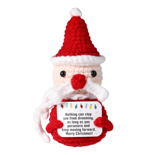 TOYMIS Positiver Weihnachtsmann, Gehäkelter Weihnachtsmann Weihnachten Häkeln Weihnachtsdeko Häkelpuppe Emotionale Unterstützung für Weihnachtsfeier-Dekoration Ermutigungsgeschenk von TOYMIS