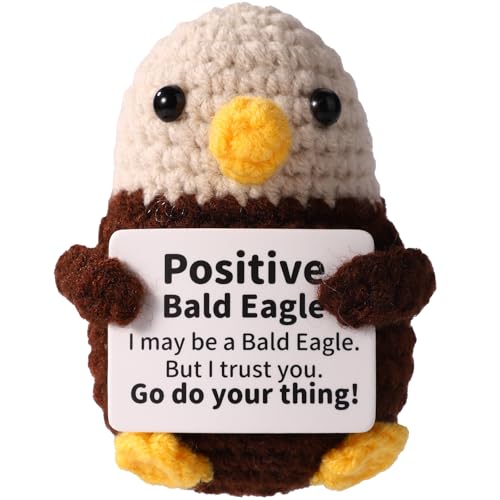 TOYMIS Positiver Weißkopfseeadler, Süßer Weißkopfseeadler Gehäkelte Kreative Positive Puppe mit Ermutigender Karte Lustiges Emotionales Geschenk für Freunde und Familie von TOYMIS