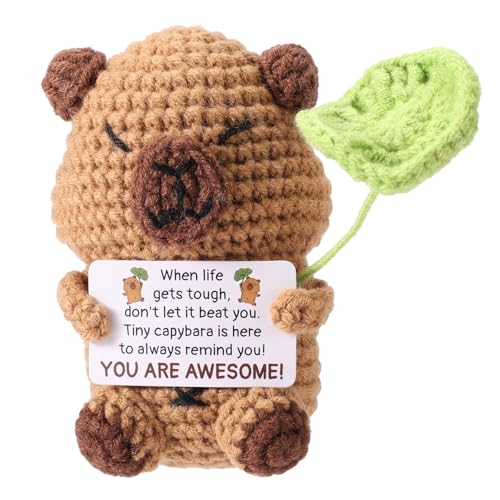 TOYMIS Positives Capybara, Entzückendes Handgefertigtes Gestricktes Inspirierendes Capybara mit Ermutigungskarte Lustige Puppe Positiven Unterstützungstieren für Schreibtisch Büro Hause Dekoration TOYMIS Positives Capybara, Entzückendes Handgefertigtes Gestricktes Inspirierendes Capybara mit Ermutigungskarte Lustige Puppe Positiven Unterstützungstieren für Schreibtisch Büro Hause Dekoration von TOYMIS