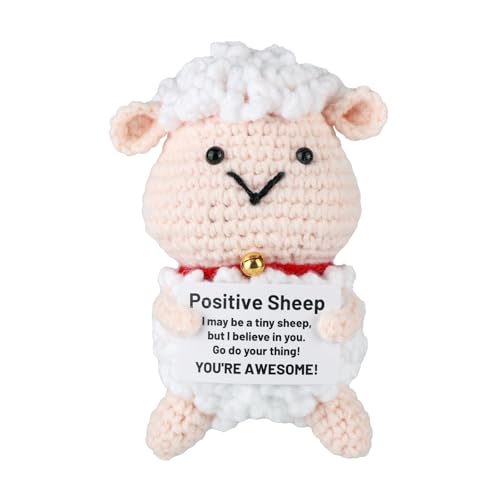 TOYMIS Positives Schaf, Gehäkeltes Lamm Kleines Gestricktes Schaf mit Ermutigungskarte Positive Gehäkelte Tiere Gestrickte Wollpuppe als Motivierendes Geschenk Partydekoration TOYMIS Positives Schaf, Gehäkeltes Lamm Kleines Gestricktes Schaf mit Ermutigungskarte Positive Gehäkelte Tiere Gestrickte Wollpuppe als Motivierendes Geschenk Partydekoration von TOYMIS