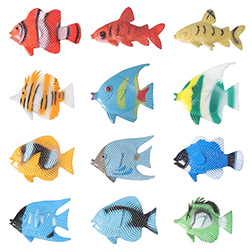 TOYMYTOY 12 stücke Kunststoff Mini Fisch Spielzeug Simulation Tropische Fische Abbildung Modell Vorschule Kinder Lernspielzeug von Kisangel