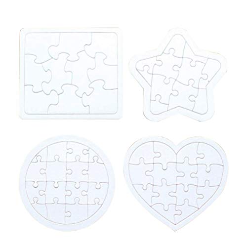 TOYMYTOY 4 Stück Papier Puzzle Blanko Puzzle Zum Bemalen Und Selbt Gestalten (Zufälliges Muster Weiß) von TOYMYTOY