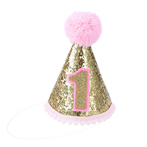 TOYMYTOY Baby 1. Geburtstag Partyhüte Geburtstagshüte mit Stirnband für Baby Mädchen Party (Rosa) von TOYMYTOY
