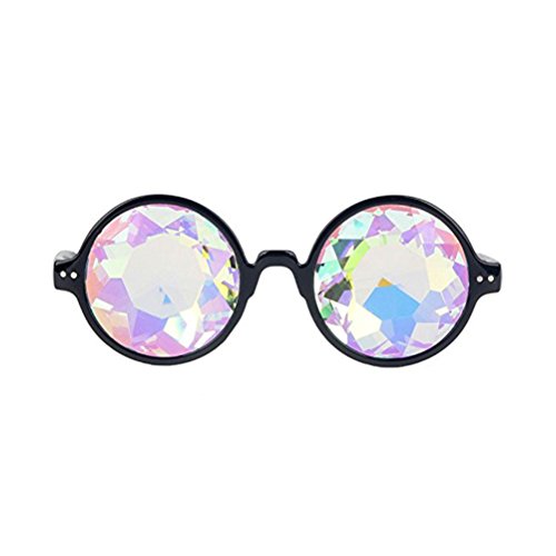 Kaleidoskop Gläser Regenbogen Rave Wurmloch Prisma Diffraktion Brille (schwarz) von TOYMYTOY