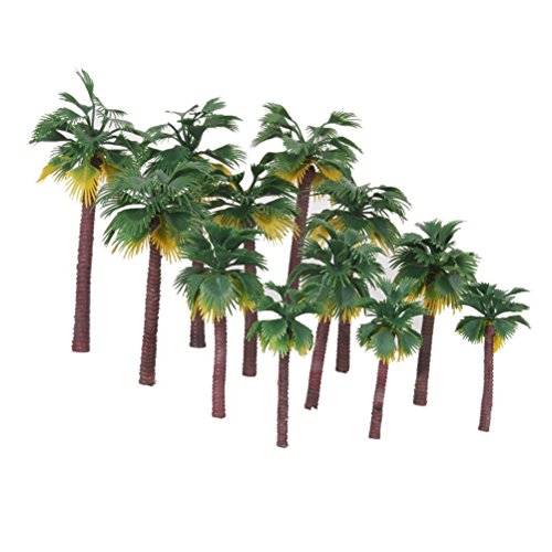 TOYMYTOY Palm Baum Modell Layout Regenwald Kunststoff Palme 12 Stücke Diorama Landschaft (die Farbe der Wurzel ist zufällig) von TOYMYTOY