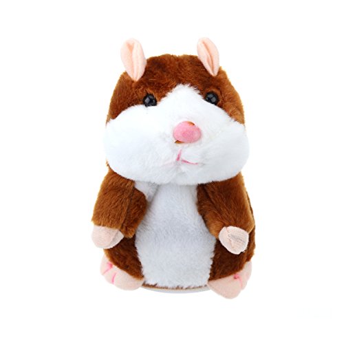 TOYMYTOY Sprechender Hamster Spielzeug Plüsch Wiederholt immer, was Sie sagen Elektronische sprechende Hamster für Kinder Geschenke (Hellbraun) von TOYMYTOY