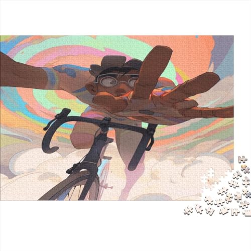 Bicycle Boy 1000 Teile Klassische Puzzles Erwachsene Illustration Style Puzzle Schwer Pädagogisches Spielzeug Erwachsene Geschenk, Raumdekoration, 1000pcs (75x50cm) von TOYOCC