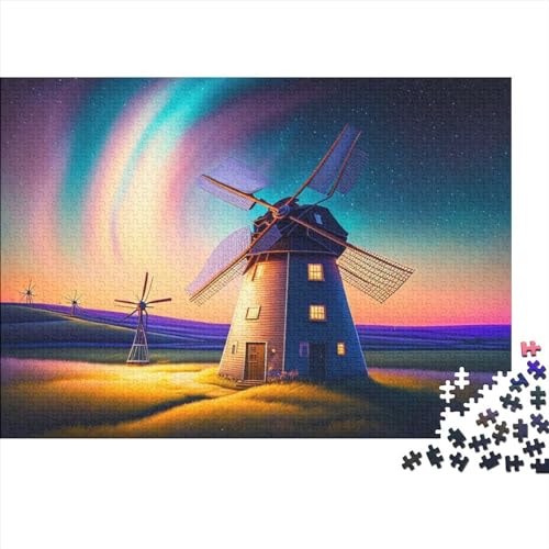Bright Starry Night Puzzle 300 Teile Für Erwachsene Lernspiel Herausforderungsspielzeug 300-teilige Hölzern Pinwheel Puzzles Geschenk, Raumdekoration, 300pcs (40x28cm) von TOYOCC