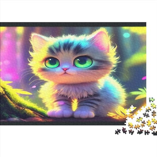 Cute Cat Puzzle 1000 Teile Animal Colourful Puzzles Für Erwachsene Klassische Schwer Pädagogisches Spielzeug Geschenk, Raumdekoration, 1000pcs (75x50cm) von TOYOCC