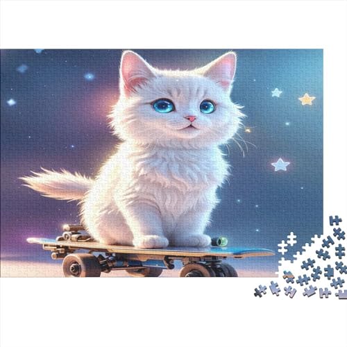 Cute Cat Puzzle 1000 Teile Für Erwachsene Lernspiel Herausforderungsspielzeug 1000-teilige Hölzern Cartoon Style Abstract Creative Puzzles Geschenk, Raumdekoration, 1000pcs (75x50cm) von TOYOCC