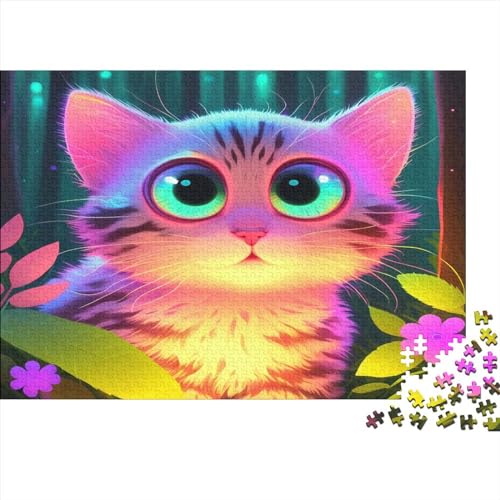 Cute Cat Puzzle 300 Teile Für Erwachsene Lernspiel Herausforderungsspielzeug 300-teilige Hölzern Animal Colourful Puzzles Geschenk, Raumdekoration, 300pcs (40x28cm) von TOYOCC