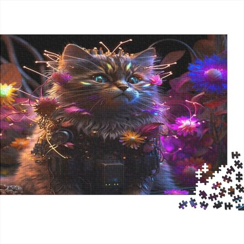 Cute Cat Puzzles Lernspiel Herausforderung Spielzeug 300 Teile Luminescence Puzzle Für Erwachsene, Geschenk, Raumdekoration, 300pcs (40x28cm) von TOYOCC