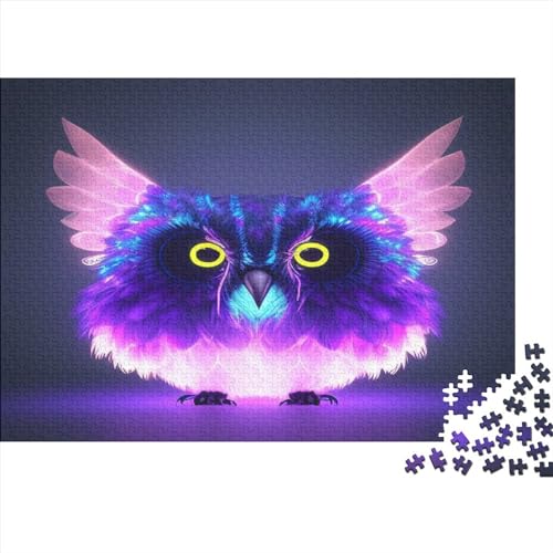 Cute Owl Puzzles Lernspiel Herausforderung Spielzeug 1000 Teile Glowing Purple Puzzle Für Erwachsene, Geschenk, Raumdekoration, 1000pcs (75x50cm) von TOYOCC