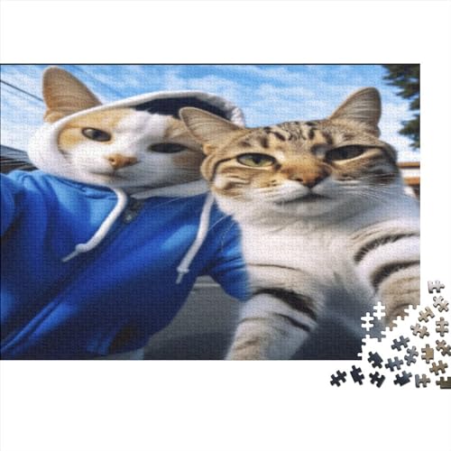 Dog and Cat Selfie Puzzles Lernspiel Herausforderung Spielzeug 300 Teile Creative Novelty Animals Puzzle Für Erwachsene, Geschenk, Raumdekoration, 300pcs (40x28cm) von TOYOCC