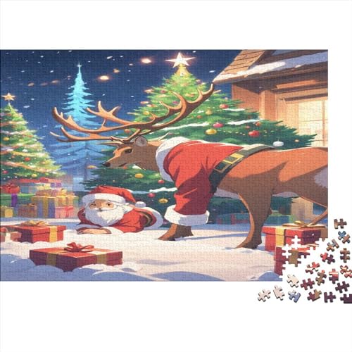 Father Christmas Puzzles Spiel Spielepuzzles Für Erwachsene Impossible Deer Puzzle Farbenfrohes Legespiel Geschicklichkeitsspiel Für Die Ganze Familie 500pcs (52x38cm) von TOYOCC
