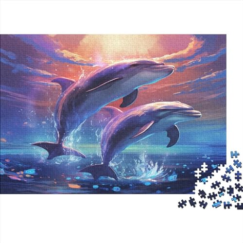 Leaping Dolphin Puzzle 300 Teile Für Erwachsene, Tolles Herausforderndes Sea Animals Puzzle, Geschicklichkeitsspiel Für Die Ganze Familie, Puzzle-Geschenk, Raumdekoration 300pcs (40x28cm) von TOYOCC