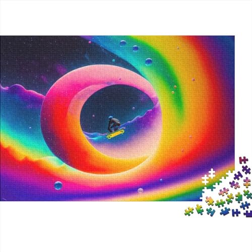 Rainbow Cloud Puzzles 1000 Teile Für Erwachsene, Impossible Skateboard Boy Creative Art Puzzle, Geschicklichkeitsspiel Für Die Ganze Familie, Geschenk, Raumdekoration, 1000pcs (75x50cm) von TOYOCC