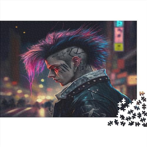 Street Punk Impossible Puzzle, Geschicklichkeitsspiel Für Die Ganze Familie, Farbenfrohes Legespiel, Punk Boy Erwachsenenpuzle 500pcs (52x38cm) von TOYOCC