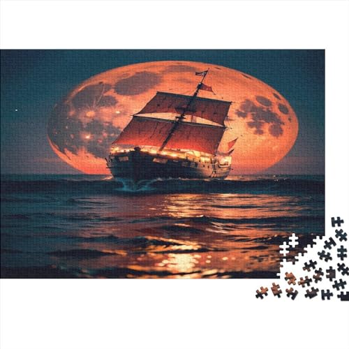 Sun and Ship Puzzle 1000 Teile Für Erwachsene Lernspiel Herausforderungsspielzeug 1000-teilige Hölzern Fantasy Novelty Planet Theme Puzzles Geschenk, Raumdekoration, 1000pcs (75x50cm) von TOYOCC