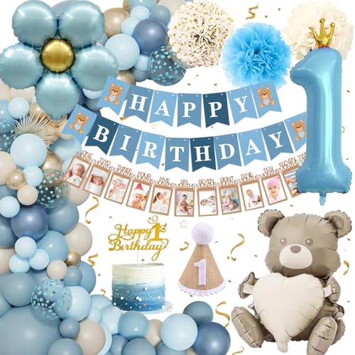 1. Geburtstagsdeko für Jungen: Deko, Banner, Mütze & Luftballons mit Bär-Thema für den 1. Geburtstag 1. Geburtstagsdeko für Jungen: Deko, Banner, Mütze & Luftballons mit Bär-Thema für den 1. Geburtstag von TOYTOPIE