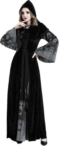 TOYTOPIE Halloween Hexen Kostüme Damen, Schwarzer Hexenkostüm Lange Kleid (L) von TOYTOPIE