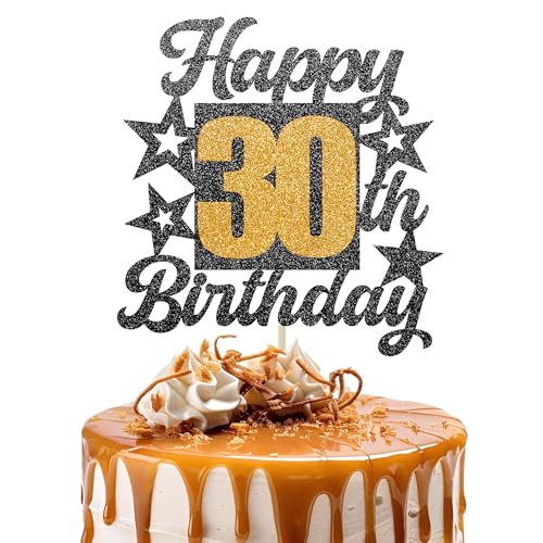 Happy 30th Birthday Cake Topper - Cheers to 30 Years Black Gold Glitter - 30 & Fabulous Cake Decoration - Kids Birthday Cake Topper for Girls or Boys - Party Supplies Happy 30th Birthday Cake Topper - Cheers to 30 Years Black Gold Glitter - 30 & Fabulous Cake Decoration - Kids Birthday Cake Topper for Girls or Boys - Party Supplies von TOYVENTURES