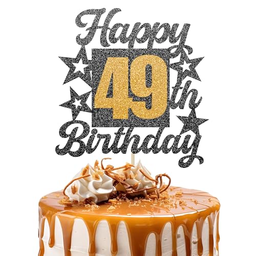 Happy 49th Birthday Cake Topper - Cheers to 49 Years Black Gold Glitter - 49 & Fabulous Cake Decoration - Kids Birthday Cake Topper for Girls or Boys - Party Supplies Happy 49th Birthday Cake Topper - Cheers to 49 Years Black Gold Glitter - 49 & Fabulous Cake Decoration - Kids Birthday Cake Topper for Girls or Boys - Party Supplies von TOYVENTURES