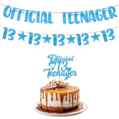 TOYVENTURES 13 Geburtstag Dekorationen - Offizielles Teenager Glitzer Banner mit Zahl 13 Girlande und Tortenaufsatz | Partyzubehör, Ideen, Geschenke für Mädchen & Jungen | Vorbespanntes von TOYVENTURES