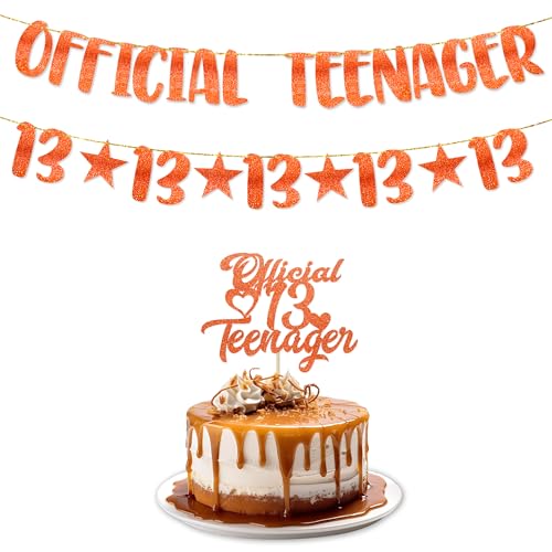 TOYVENTURES 13 Geburtstag Dekorationen - Offizielles Teenager Glitzer Banner mit Zahl 13 Girlande und Tortenaufsatz | Partyzubehör, Ideen, Geschenke für Mädchen & Jungen | Vorbespanntes von TOYVENTURES